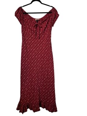 Universal Thread NWT Red Floral Puff Sleeve Maxi Dress Small